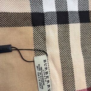 Burberry Plaid Scarf in Beige, Black and Red Accents